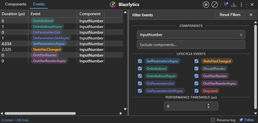 Filtering Panel